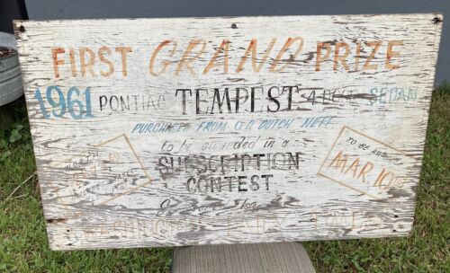 Vintage 1961 Pontiac Tempest Grand Prize Adv. Sign Washington Daily Times Rare - Picture 16 of 19