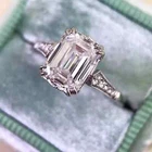 Art Deco 3Ct Emerald Cut Lab Created Diamond 14K White Gold FN Engagement Ring