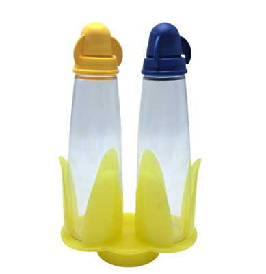 Tupperware Oil and Vinegar Cruet Set Clear Bottles 6 oz Fits on Condiment Caddy