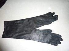 Vintage Made in FRANCE Alexander's black leather long gloves REAL KID SZ 6 1/2