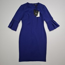 DKNY Womens Pencil Dress Blue 8 UK  3/4 Sleeves Crepe Knee Length 4US