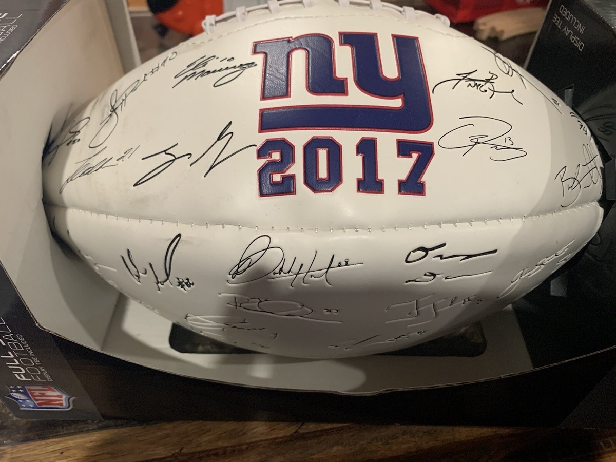 2017 NEW YORK GIANTS TEAM Signed Football Team COA /1002 RARE OBJ
