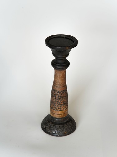 Handmade Eco-Friendly Black Wash Mango Wood Set Of Five Pillar Candle Holder BBH - 第 3/22 張圖片