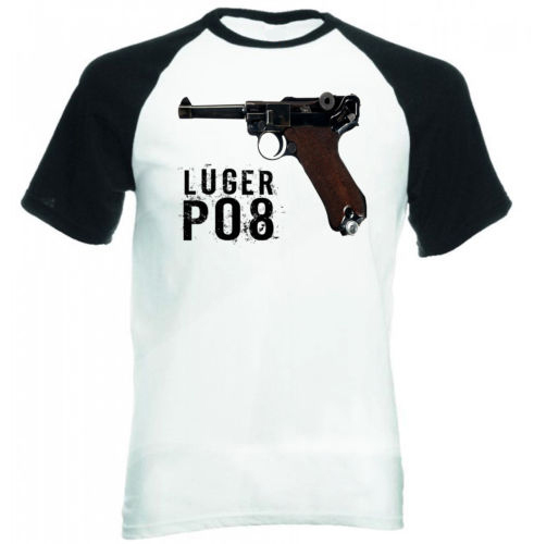 luger p08 germany wwii - black sleeved baseball tshirt s-m-l-xl