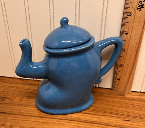 Ganz Sassy teiera danzante stravagante ceramica artistica blu piccola 5" - Foto 2 di 8