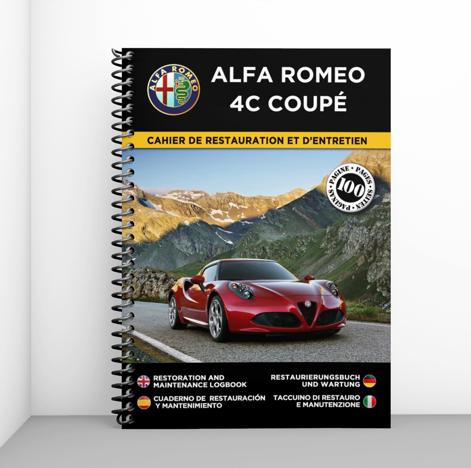 Alfa Romeo 4C Coupé cahier de restauration à compléter dans son atelier mécanique