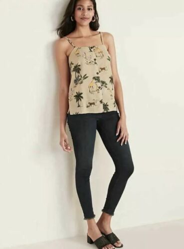 OLD NAVY Safari Animal Cami Top L Adjustable Linen & Cotton Button Up Whimsical - Picture 2 of 20