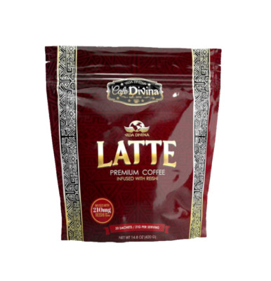 Premium Latte Coffee with Reishi  210 mg, Vida Divina, Arabica Coffee, $1.75xBag