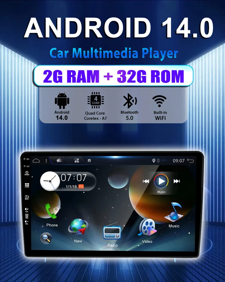 2GB+32GB Android 14 Car Play Autoradio GPS Für Hyundai H1 2010-2014 Navi WIFI BT - Bild 3 von 4