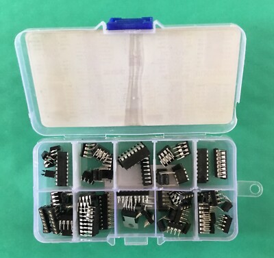 IC Assortment Box 75 pcs, PC817c, NE555, LM358, LM324, JRC4558D, LM393, LM339...