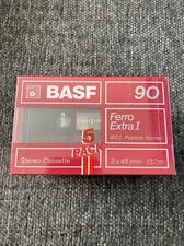 Ferro Extra BASF 5 Pack 90 Minute Cassette Tapes - Factory Sealed