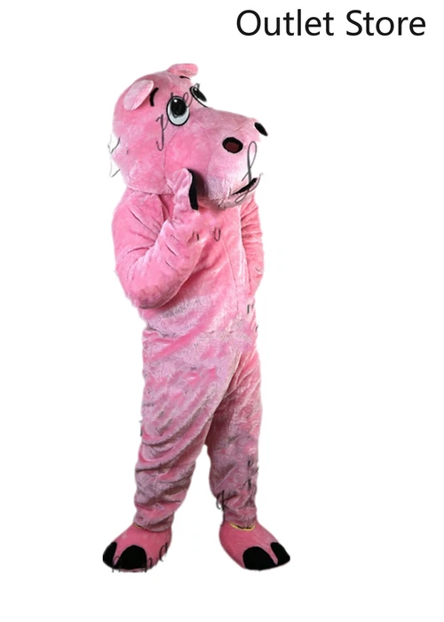 Halloween Dibujos Animados Rosa Hipopótamo Mascota Disfraz Dibujos Animados Juegos con disfraces Vestido de Fiesta Navidad Foto 2 de 4