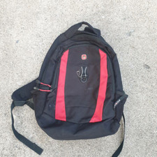 SwissGear Backpack Black Red Striped Padded Straps Unisex Canvas Airflow 19"