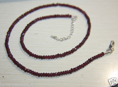 Ross Simons Sterling silver Rhodolite Garnet bead beaded chips tennis Necklace
