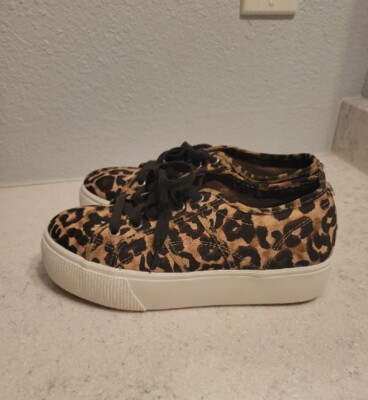 Steve Madden Women's Emmi Leopard Platform Lace Up Shoes Sneakers Size 8.5M 