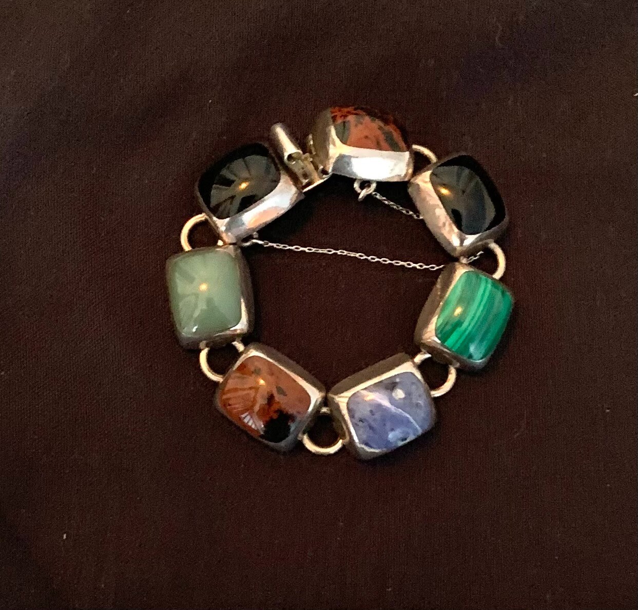 Vintage Multi- Solid Gemstone Bracelet Bezel Set/… - image 4