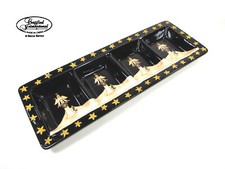 Certified MIDNIGHT ANGEL 19" Relish Tray Sectional Platter Black Becca Barton