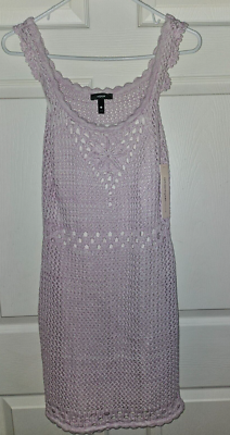 #ad AQUA Marled Crocheted Sleeveless Dress Women#x27;s Small Lavender White lined $18.57