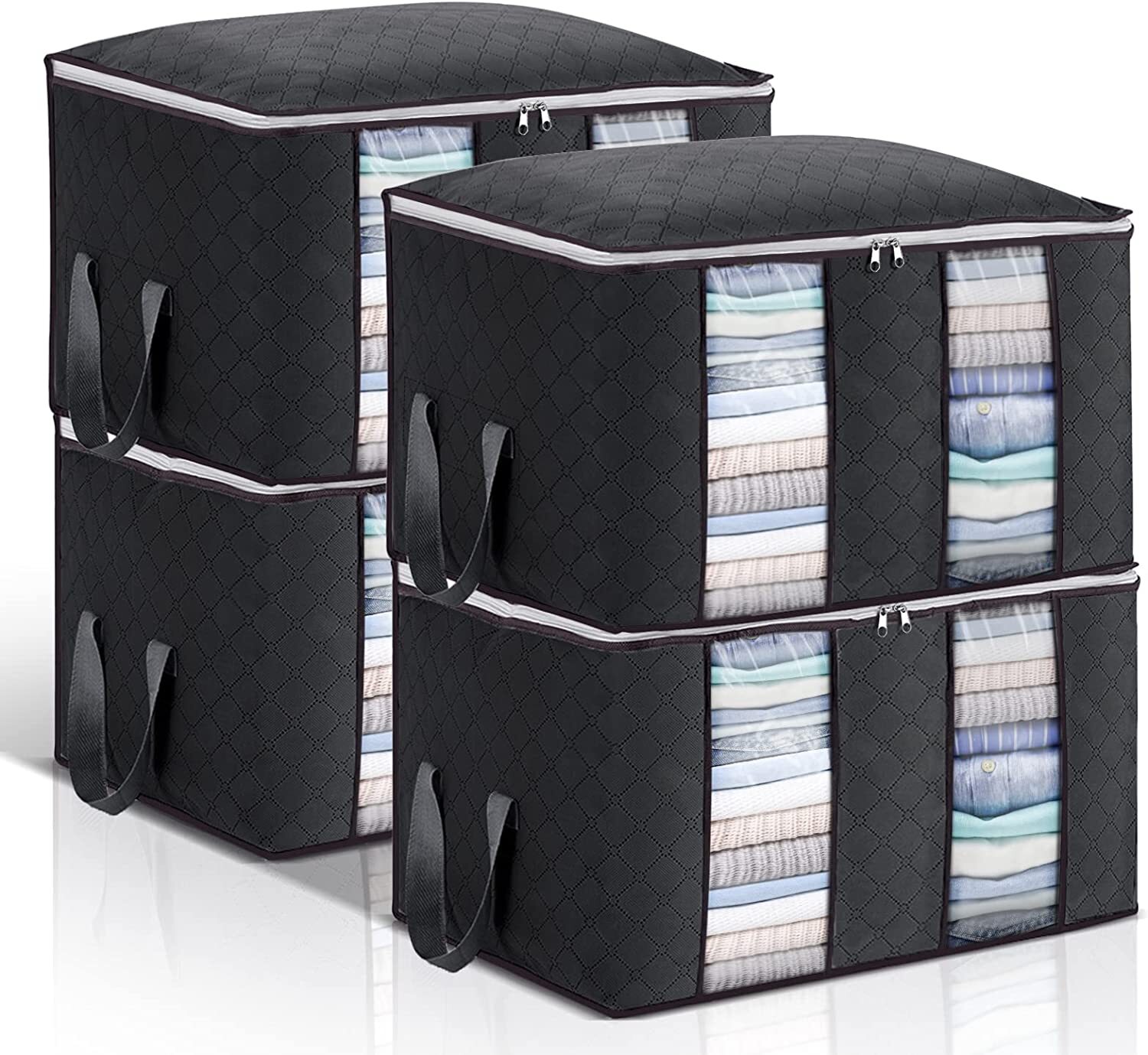 4PCS Clothes Bedding Storage Bags Zipped Organizer Underbed Wardrobe