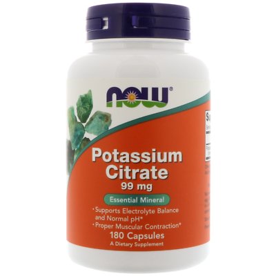 Now Foods Kaliumcitrat - 180 - 99 mg Kapseln - essentielle Mineralstoffe