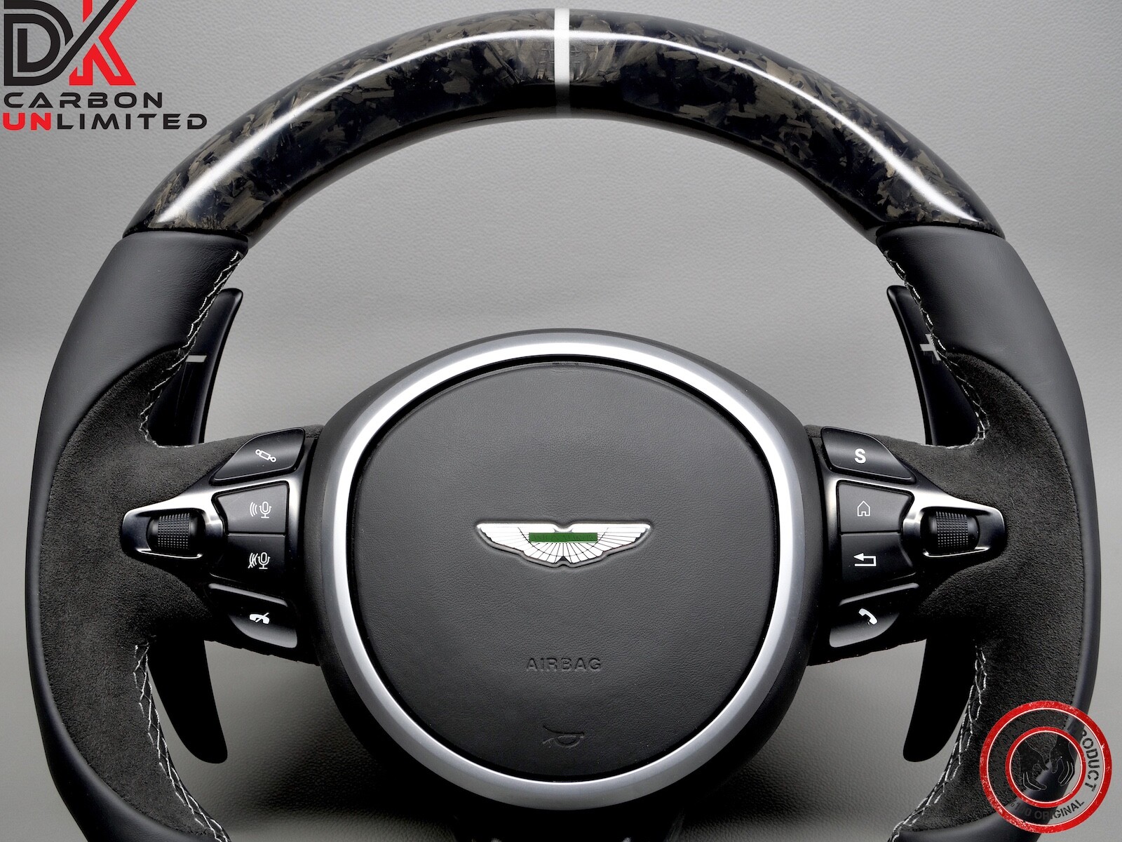 Aston Martin DBS Vantage DB11 White Matte Satin Forged Carbon Steering Wheel v3