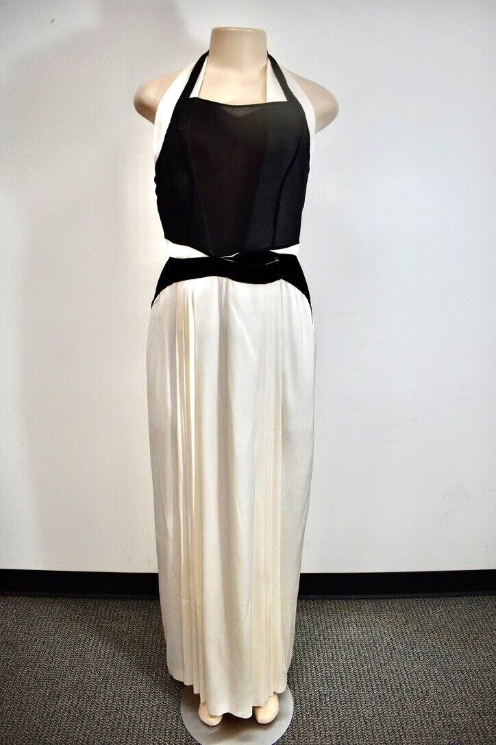 Abito vintage YSL Yves Saint Laurent in seta avorio LUNGO taglia 40 o 4 US in vendita ns