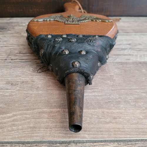 Vintage Wood Brass Eagle Fireplace Fire Bellow 19 Inch Repaired - Picture 3 of 11