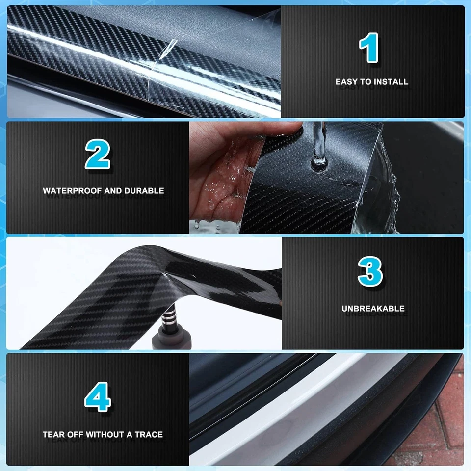 Carbon Fiber Vinyl Car Door Sill Scuff Cover Plate Sticker For Great Wall Protec - image 4 of 4
