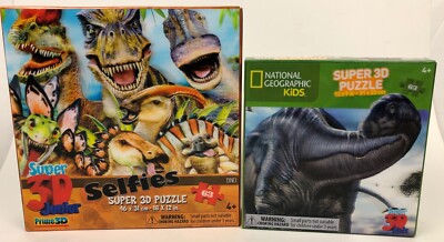 Super 3D Dino Selfies Argentinosaurus 63 Piece Puzzle Set of 2 New