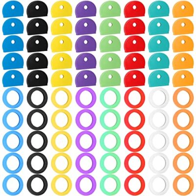 80 Pcs Key Cover Caps Key Identifier Caps Round Square Key Label Tags ...