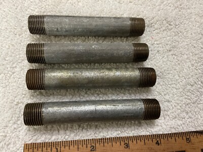 Lot of 4 Galv Pipe Nipples 3/8  X 4  long SCH 40 New Old Stock