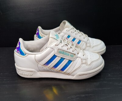 ADIDAS CONTINENTAL 80 GRÖSSE 3 UK EU35,5 WEISS MÄDCHEN SNEAKER SCHUHE IRIDESCENT LOGO