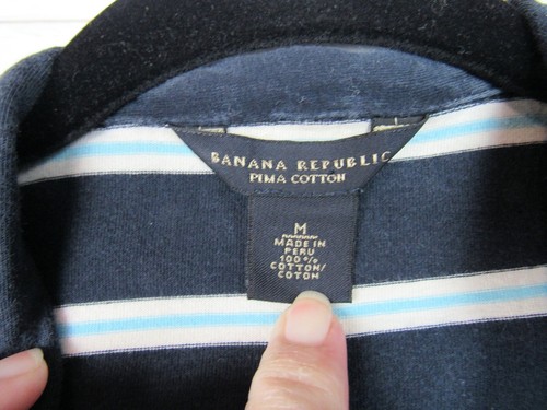 Polo Banana Republic Para Hombres Azul Rayas Manga Corta Talla M - Imagen 3 de 6