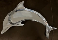 Daniel Holland Boone Dolphin Fish Aquatic Ocean Plate Tray Polished Pewter Silve