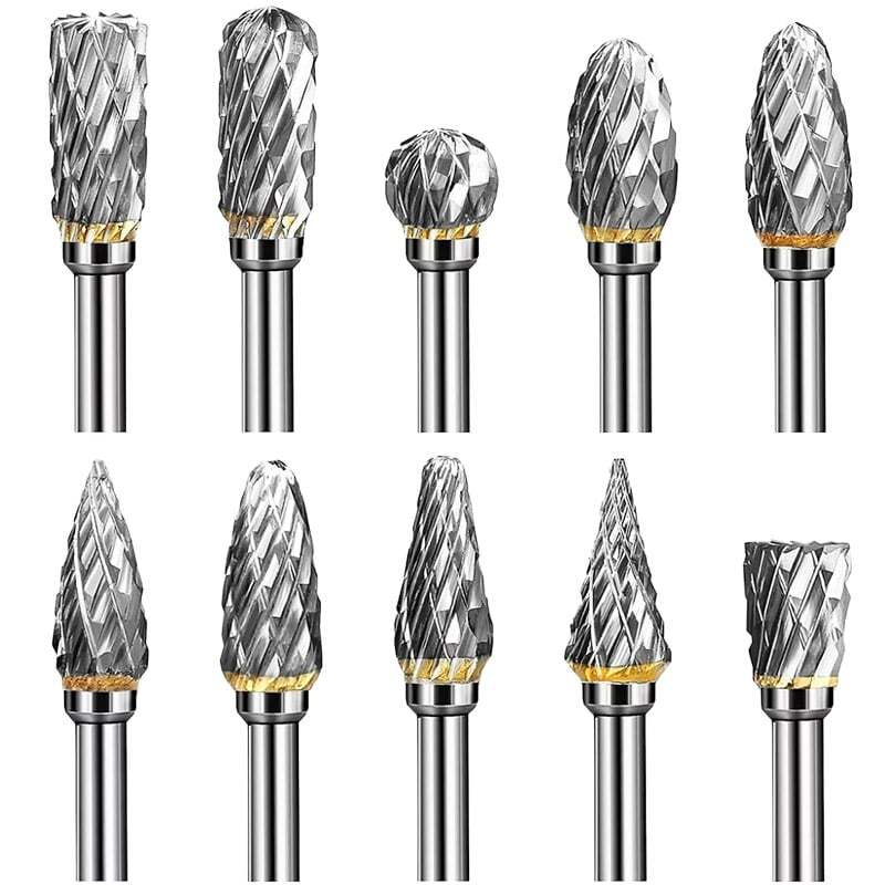 20Pack Tungsten Solid Carbide Rotary Burr Set Cutting Burrs 1/8 for Dremel Tool