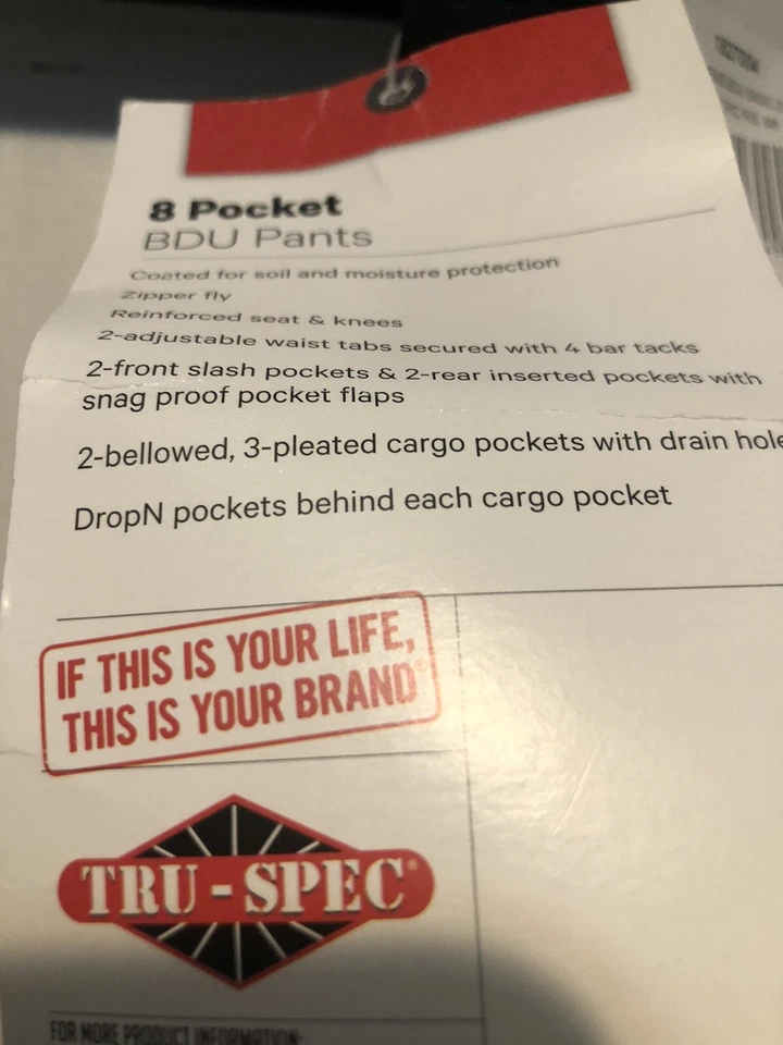 TRU-SPEC 1827 Mens Tactical Pants, Adjustable Size Medium , Black New With Tags - Image 3 of 4