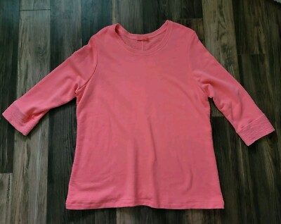 Fresh Produce Pinky Peach 3/4 Sleeve Terrycloth Tunic Top Sz 1X Beach Coastal