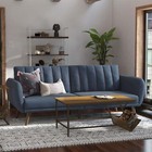 Futon Sofa Bed - Mustard Yellow Linen Convertible Couch for Living Room,Multi co