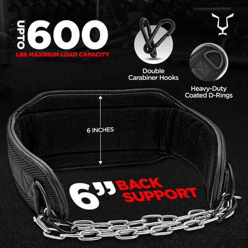 Weight Lifting Dipping Belt Exercise Belt Fitness Boddy Building Belt Neoprene - Picture 3 of 7