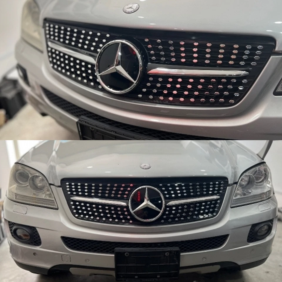 Front Grille Grill For Mercedes Benz ML Class W164 ML63 ML320 2005-2008 w/Emblem Foto 2 de 4