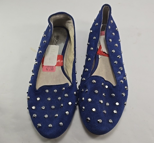 Michael Kors Women’s Ballet Flats Slip On Size 6 Medium Blue Suede Silver Studs - Picture 10 of 10