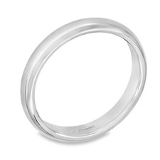 3mm Platinum Heavy Weight D-Shape Wedding Band - Size N