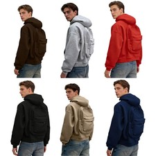 Mens Hoodie Sport Outerwear Jacket Sweatshirt Zip-up Integrated Front Zipper