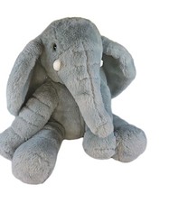 Elephant Plush Sitting Gray Tusks Ear Pillow Floppy Soft Lovey 18"