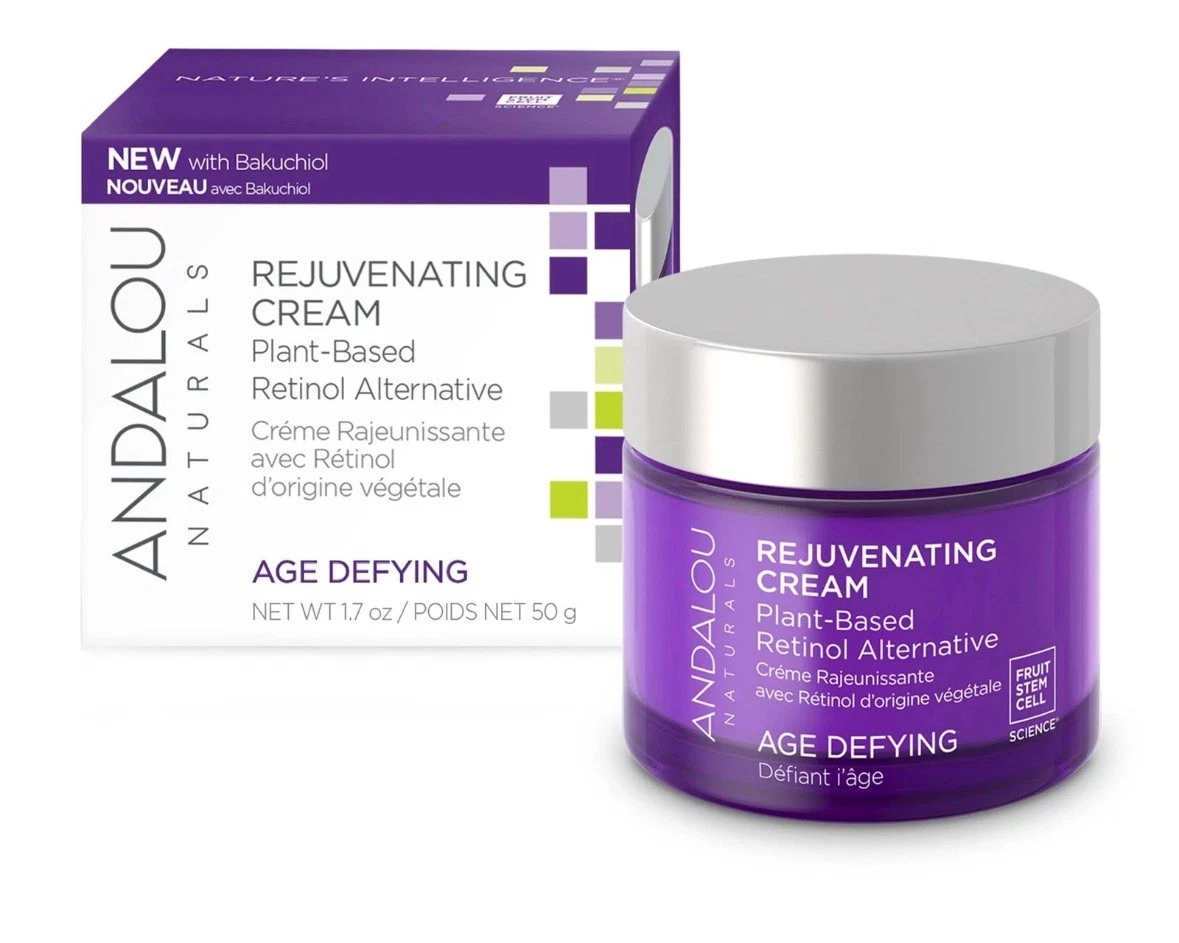 Andalou Naturals Rejuvenating Cream, 1.7 oz Retinol Alternative Bakuchiol NIB
