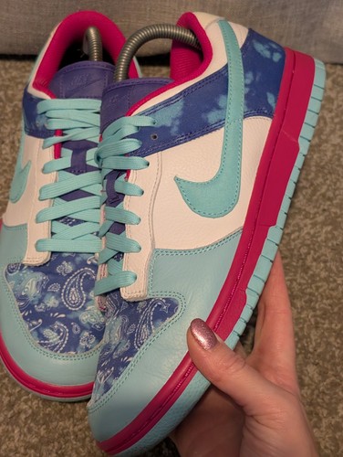 Nike Dunk Low 'nike By You' Customer Trainers Turquoise Paisley UK Size 7.5 C17 - Bild 4 von 14