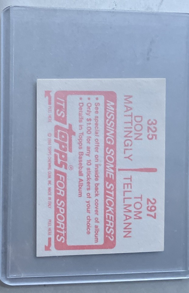 1984 Don attingly O-Pee-Chee Baseball CANADA NY Yankees Sticker #325