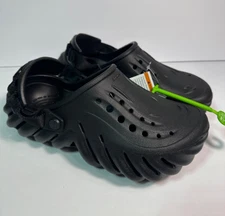 Crocs Echo Clog Triple Black M5 W7 Unisex Foam Streetwear SlipOn Shoe 207937-001