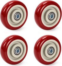 4 Inch Replacement Caster Wheels, 4 Pack, PVC, 400 lb Capacity, Red
