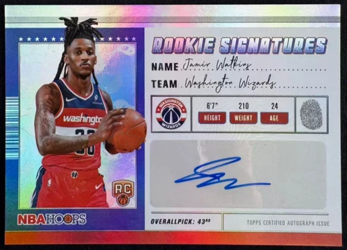 Jamir Watkins 2025-26 Topps NBA Hoops Auto Refractor Rookie Signatures RC